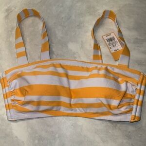 Kona Sol Orange and White Striped Bikini Top